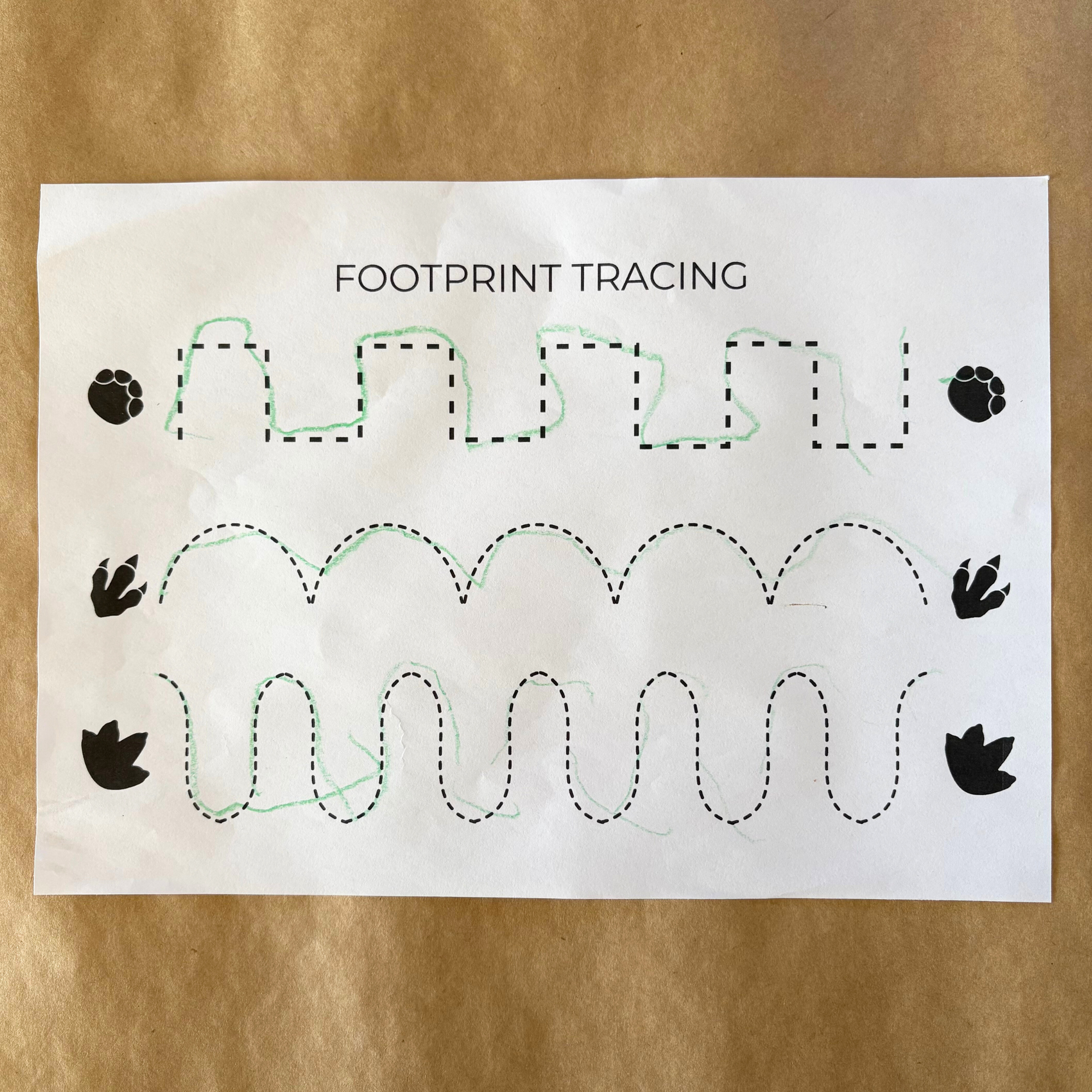 Dinosaur Footprint Tracing Pages - Digital Download