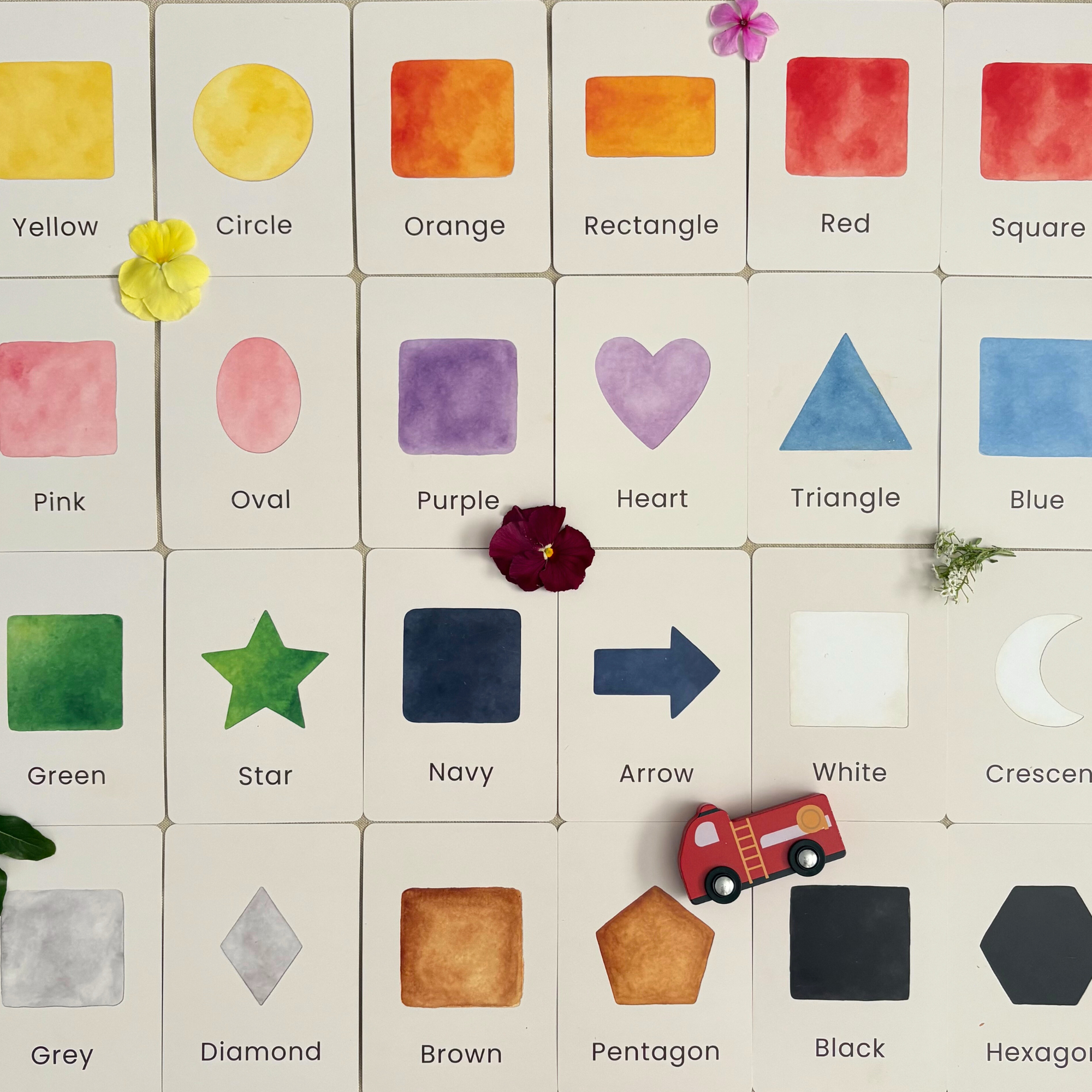 Colour & Shapes Flash Cards Bundle 24 Set - Memory & Go Fish Games