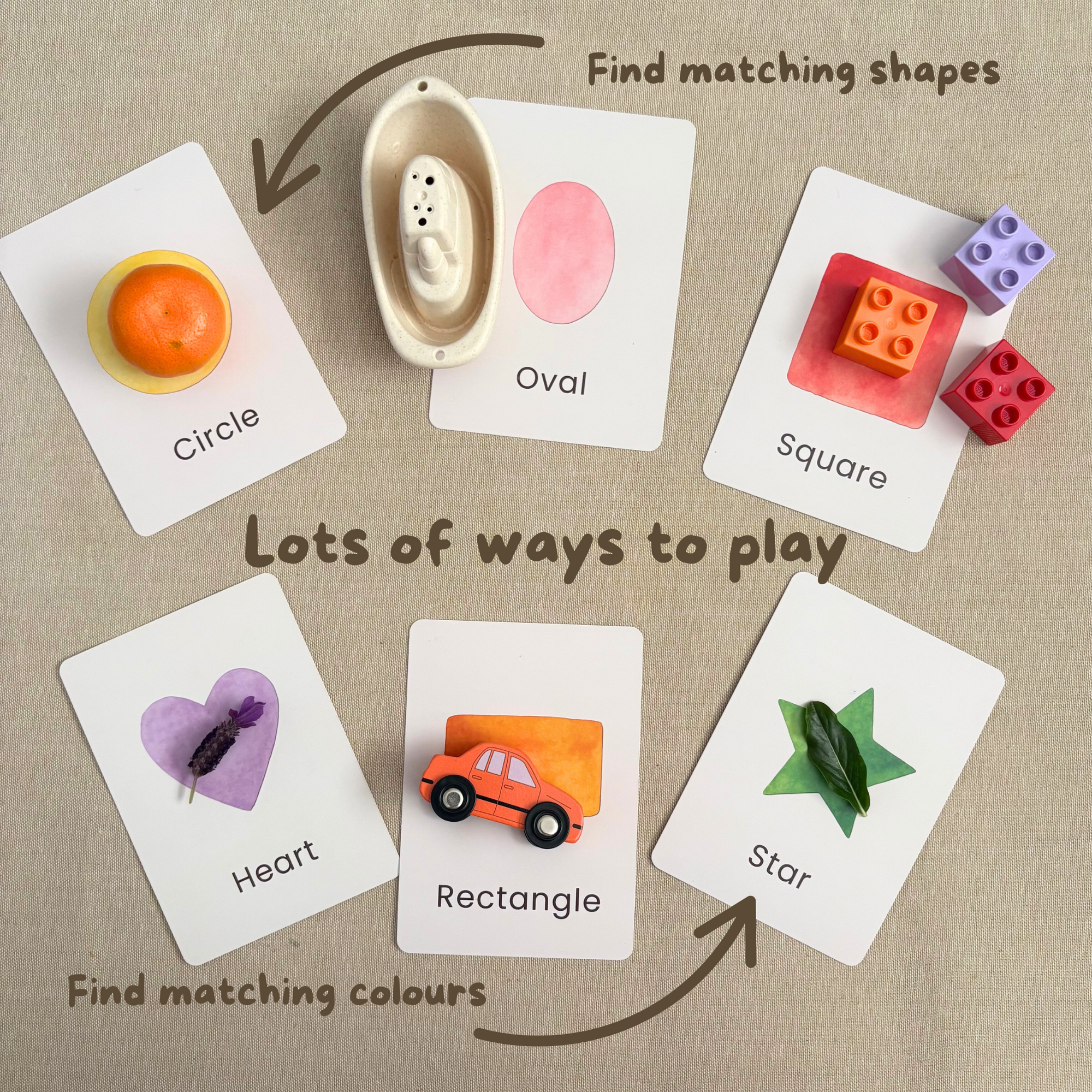 Colour & Shapes Flash Cards Bundle 24 Set - Memory & Go Fish Games