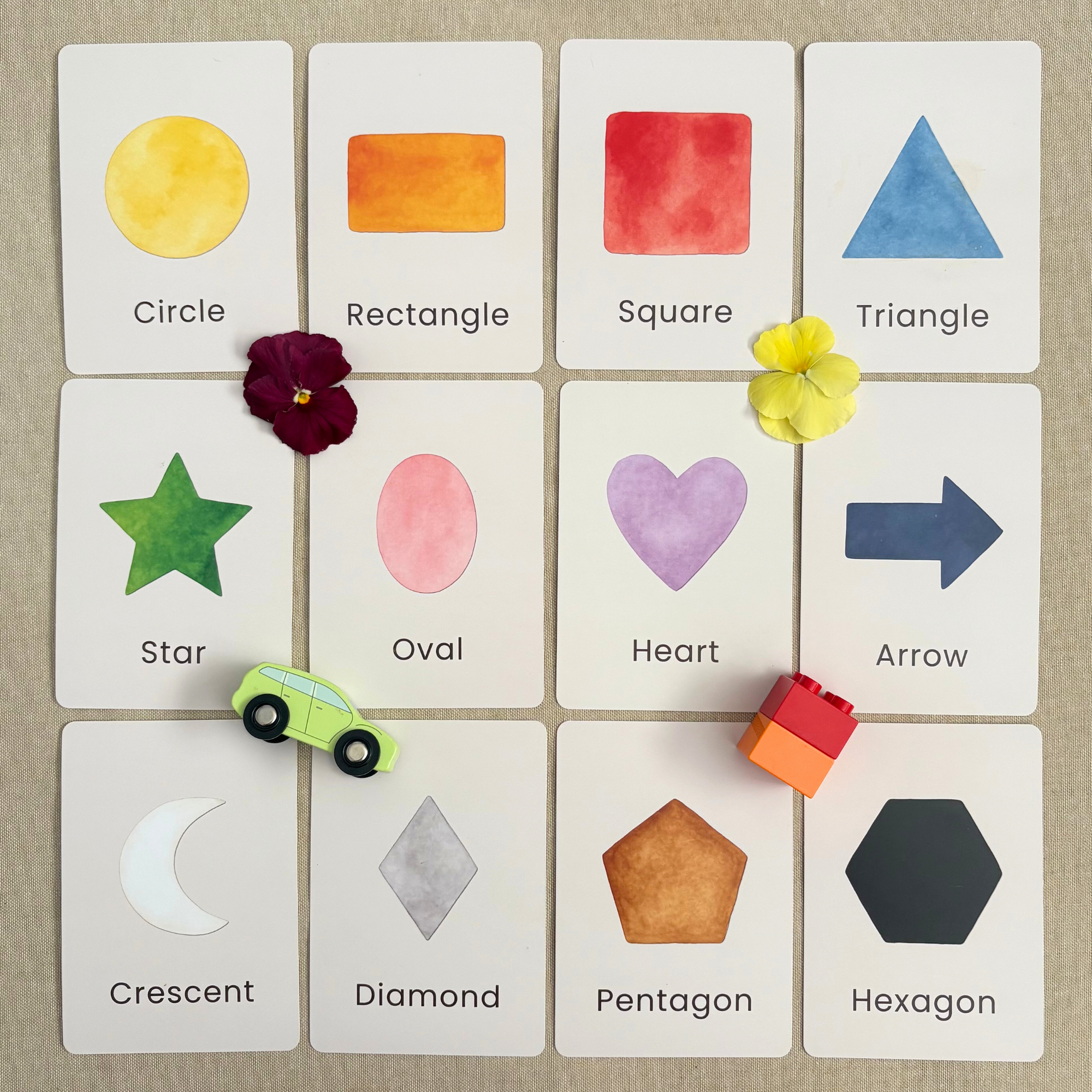 Colour & Shapes Flash Cards Bundle 24 Set - Memory & Go Fish Games