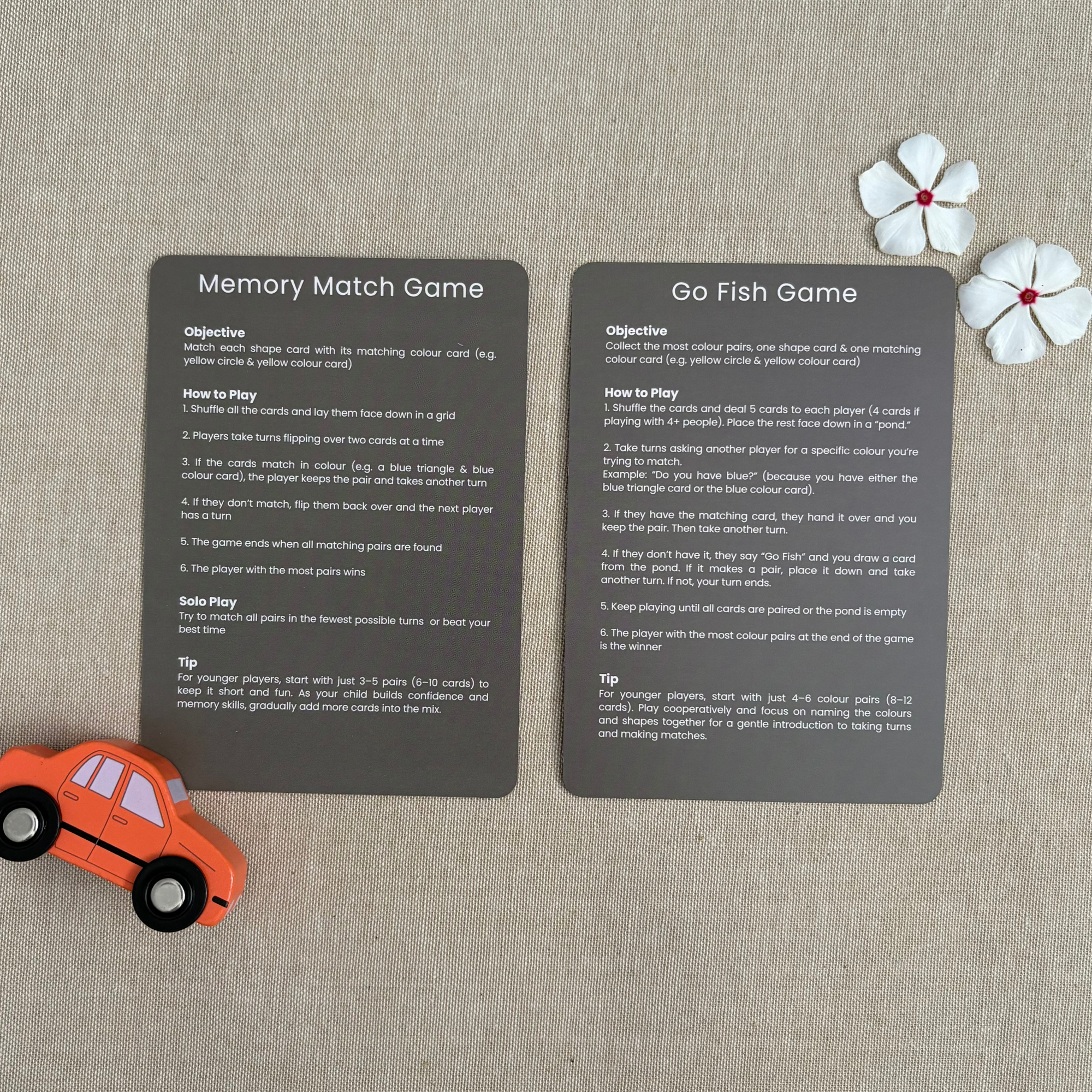 Colour & Shapes Flash Cards Bundle 24 Set - Memory & Go Fish Games